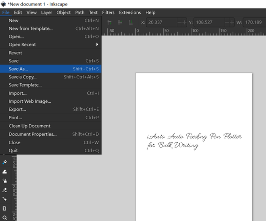 Converting Text to SVG with Inkscape for iAuto Pen Plotter